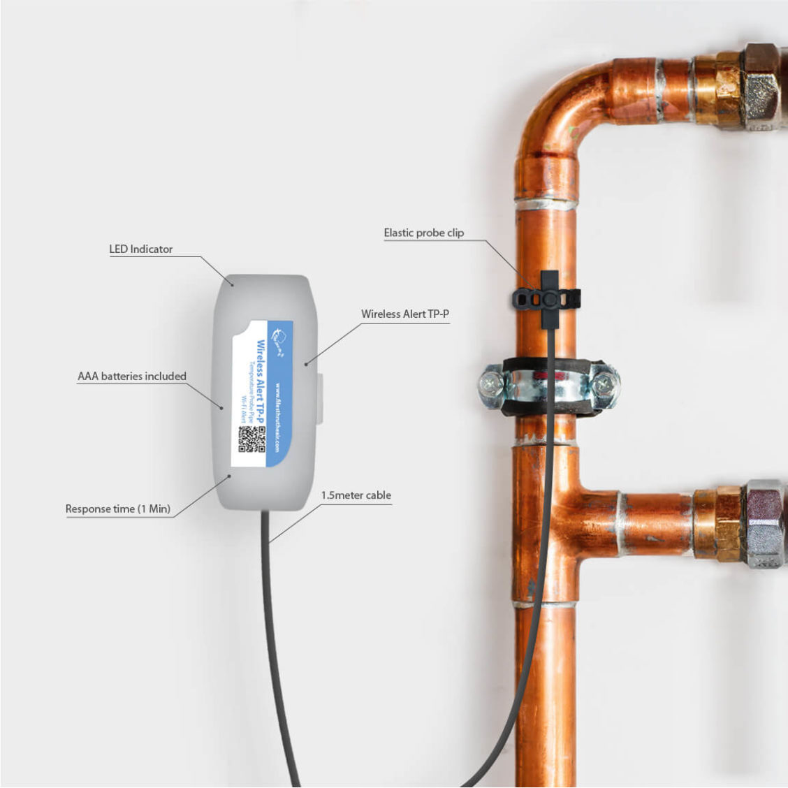 Wireless-Alert TP-P trådløs alarmenhet for pipetemperatur informasjon