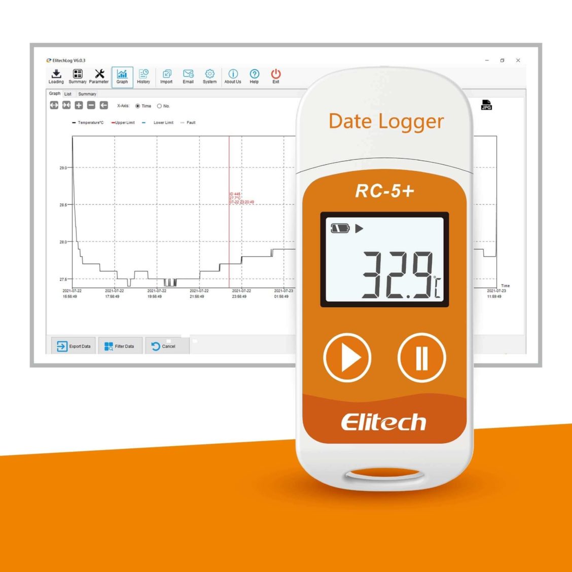 Elitech RC-5+ temperaturlogger med programvare